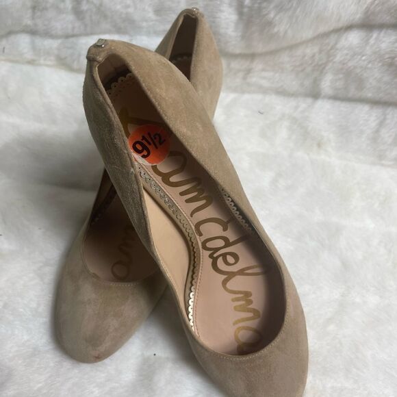 Sam Edelman Junie suede Khaki slip on block heels round toe size 9.5 - Picture 3 of 10